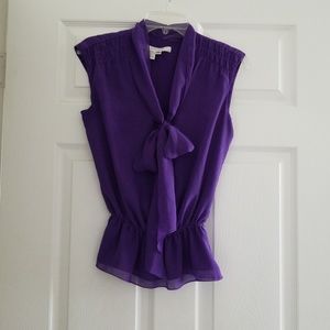 Sleeveless purple mesh top